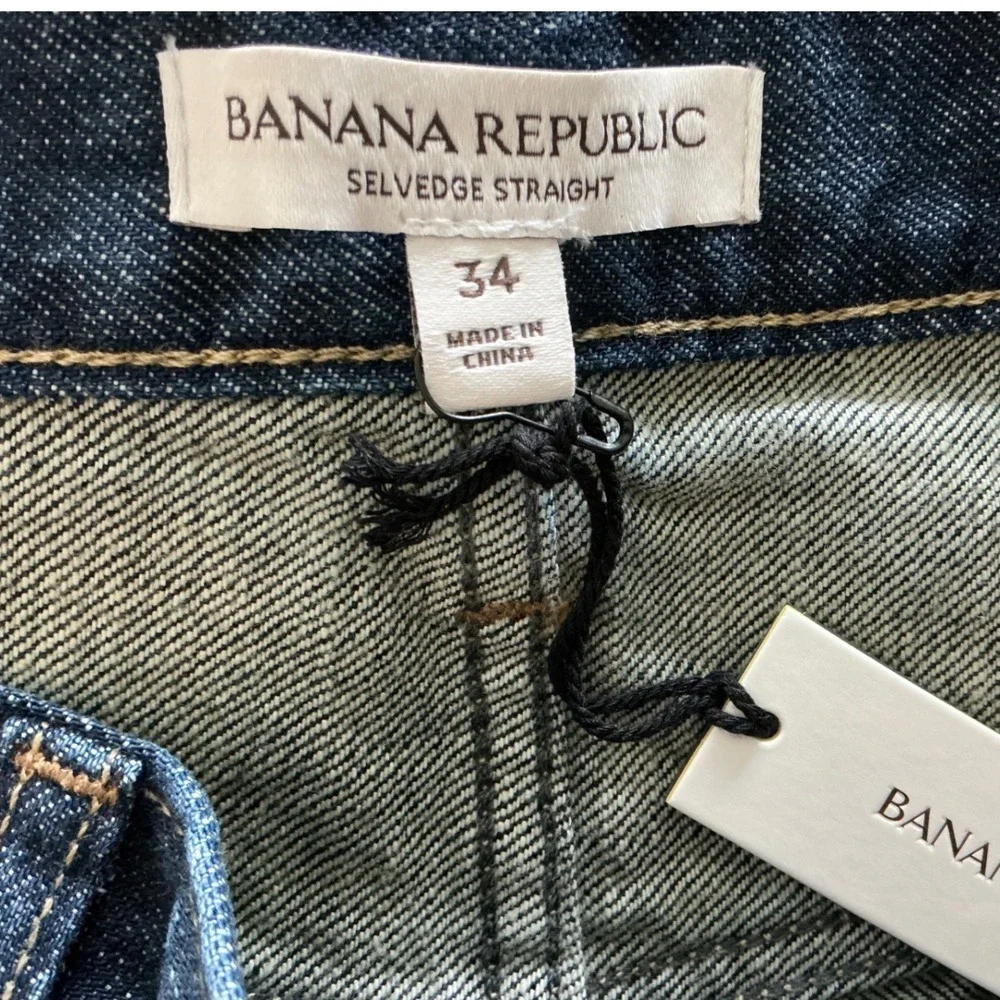 Banana Republic Selvedge Straight Jeans Dark Wash 34 New With‎ Tags